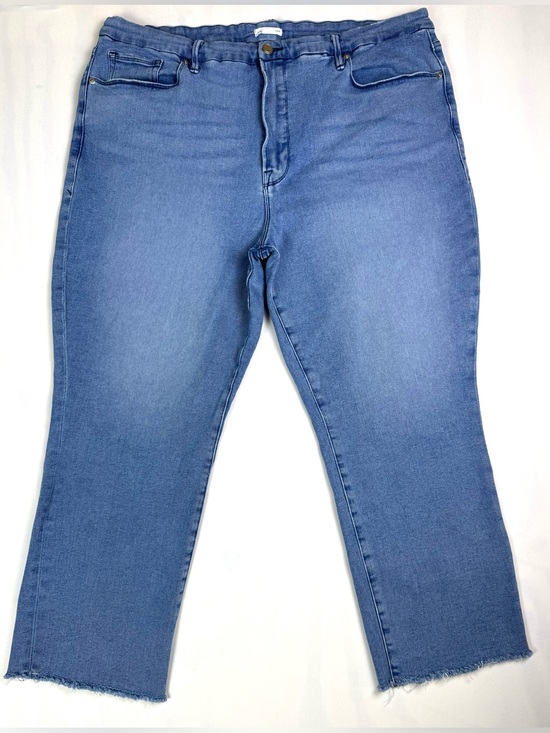 Good American Denim - Good American Good Curve Straight Crop Jeans Women's 24 Raw Hem Light Wash